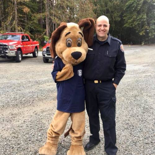 Firefighter and Diesel the Fire Dog